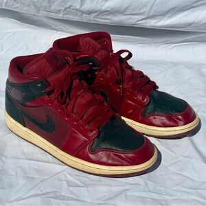 Nike Air Jordan 1 Retro Mid 554724-601 Men Basketball Shoes Red Black Sneakers 9